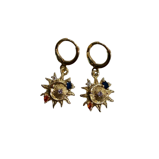 Sun and Moon Hoop Earrings