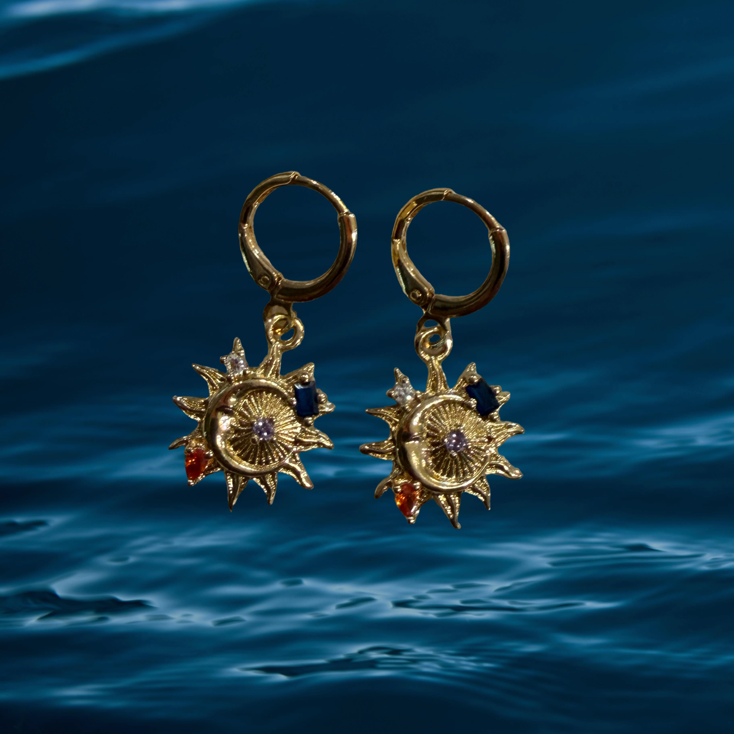 Sun and Moon Hoop Earrings
