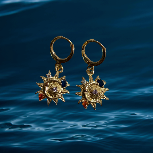 Sun and Moon Hoop Earrings